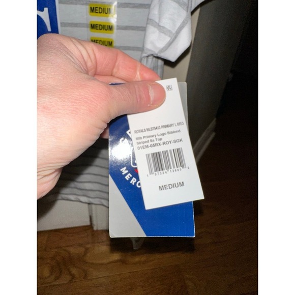 New WOMENS  majestic 47 KANSAS CITY ROYALS BLUE COED STRIPE SHORT SLEEVE SCOOP M - Picture 7 of 9